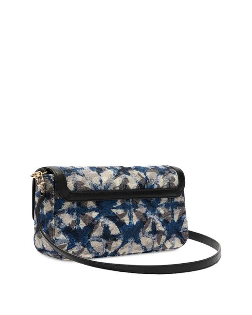 Furla Blue Iride Small Floral-Jacquard Crossbody Bag