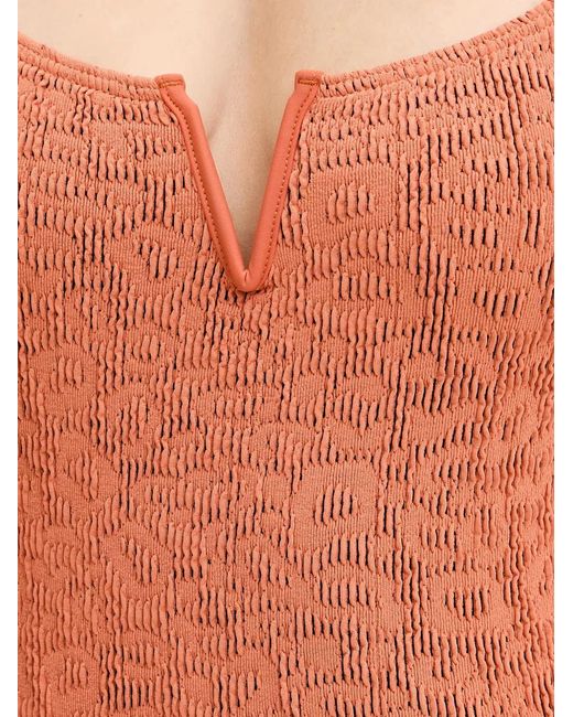 Bondeye Orange Leopard-Pattern Crinkled Swimsuit
