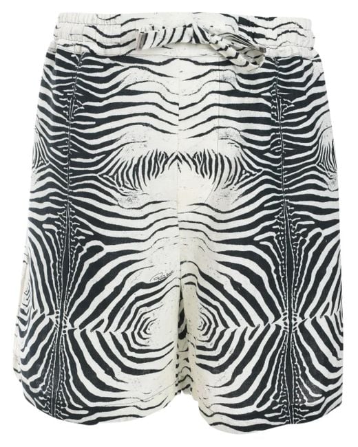 Roberto Cavalli White Zebra-Print Shorts for men