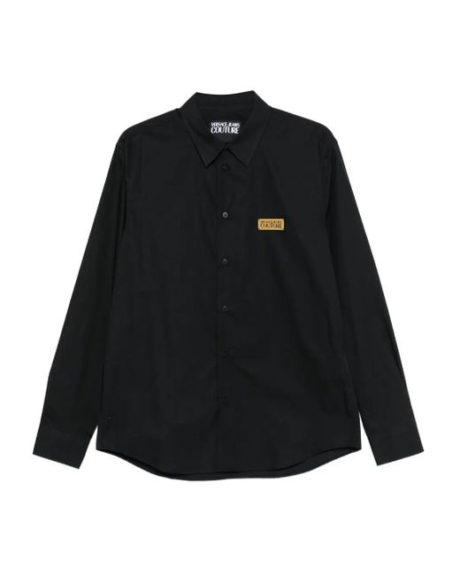 Versace Jeans Couture Black Logo-Plaque Cotton Shirt for men