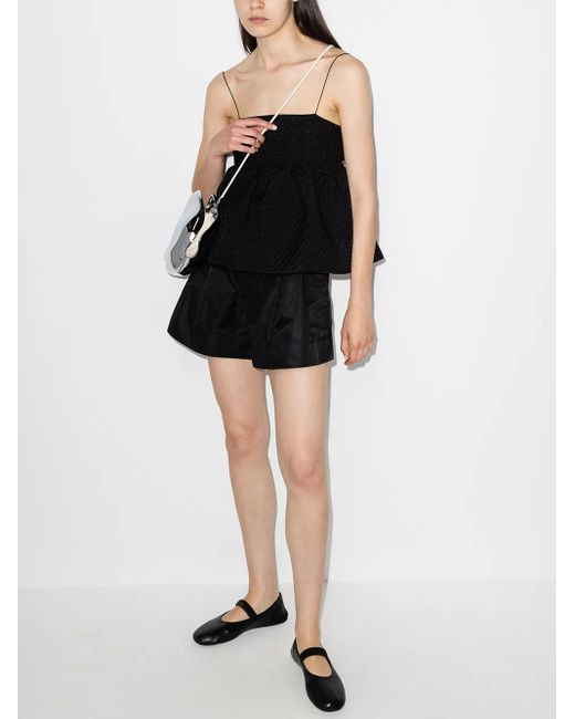 CECILIE BAHNSEN Black Selena Ruffled Textured Top