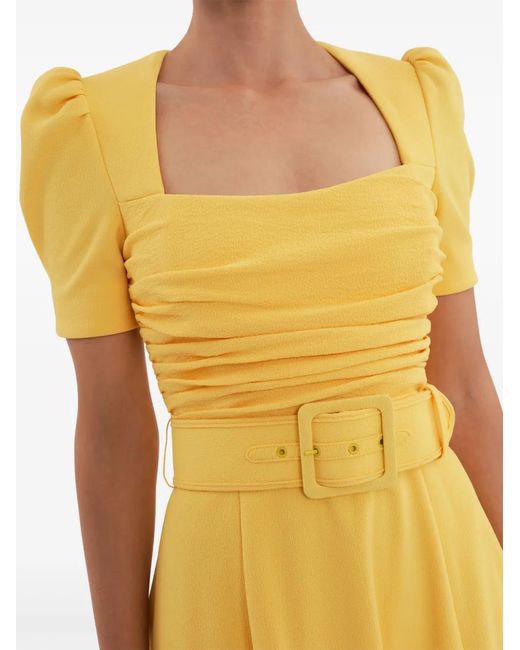 Rebecca Vallance Yellow Leona Midi Dress