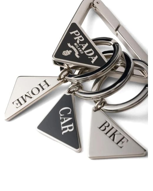 Prada Black Triangle Keyring for men