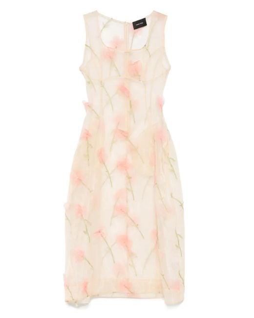 Simone Rocha Natural Spculpted Carnation Midi Dress