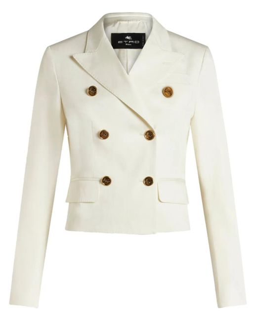 Etro Natural Logo-Embossed Buttons Double-Breasted Jacket