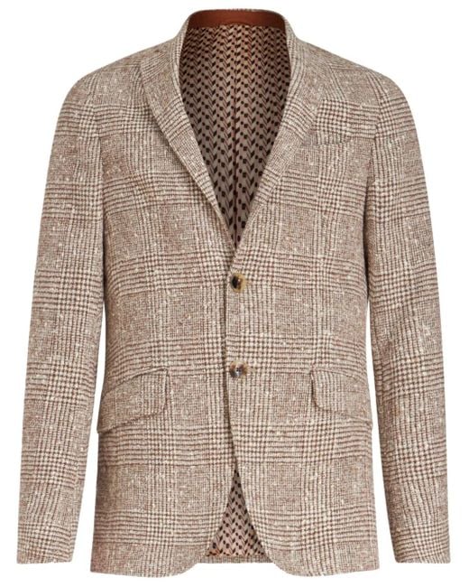 Etro Brown Plaid-Check Pattern Blazer for men