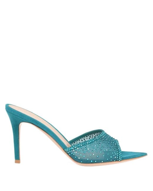 Gianvito Rossi Blue 85Mm Rania Embellished Heeled Sandals