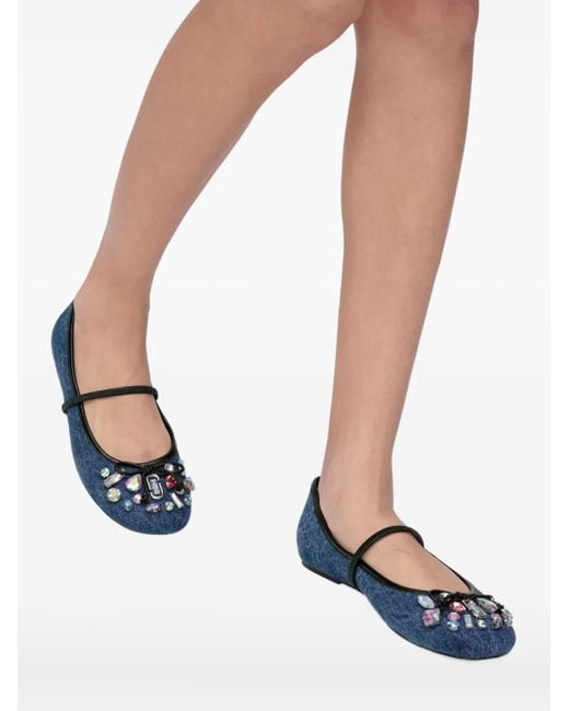 Marc Jacobs Blue The Gem Denim Sabrina Ballerina Flats