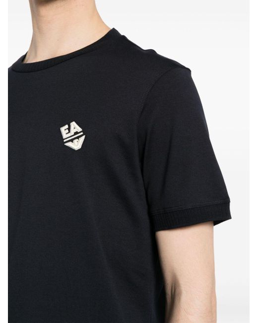Emporio Armani T-shirt Met Geborduurd Logo in het Black voor heren