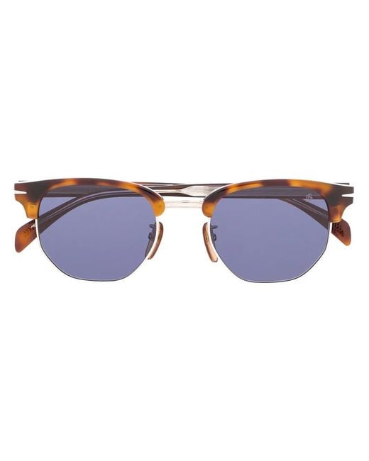 David Beckham Blue Tortoiseshell-Effect Geometric-Frame Sunglasses