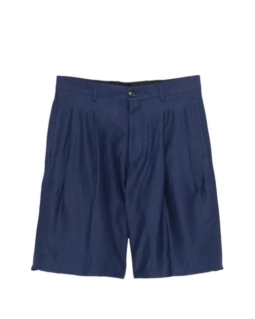 Laneus Blue Pleated Shorts for men