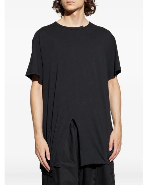 Yohji Yamamoto Black Slit-detail Short-sleeve T-shirt for men