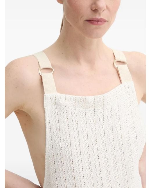 Sessun White Cable-Knit Strap Jumpsuit