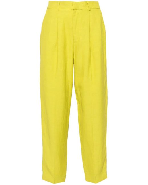 PT Torino Yellow Pleated Tapered Trousers