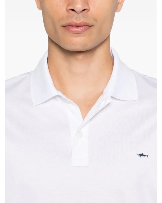 Paul & Shark White Embroidered Cotton Polo Shirt for men