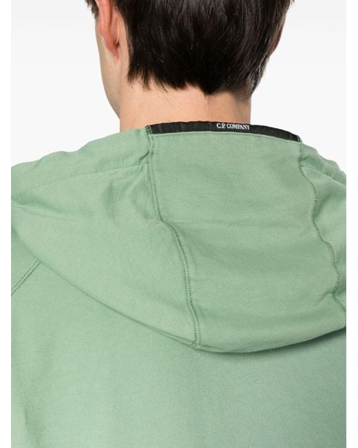 C P Company Green Lens-detailed Zipped Hoodie for men