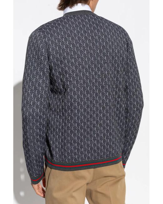 Gucci Gray GG Wool And Silk Cardigan for men