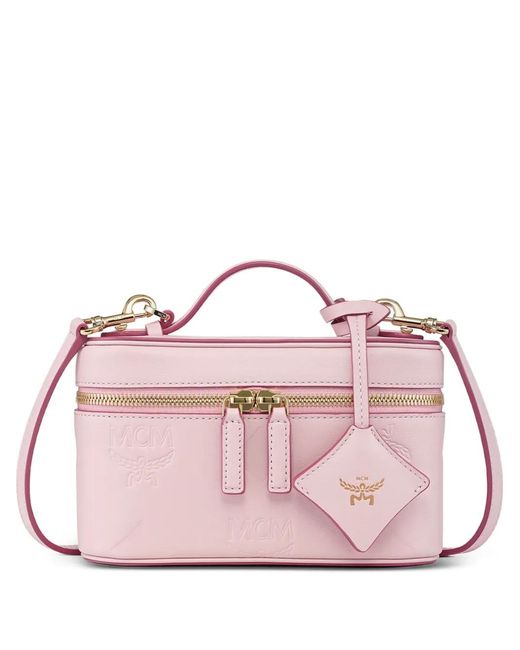 MCM Pink Aren Maxi Monogram Leather Vanity Case