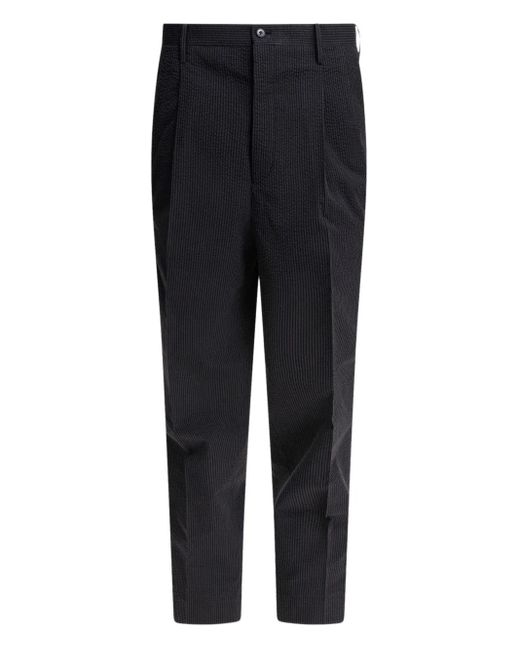 Kaptain Sunshine Black Pleated Pinstripe Trousers for men