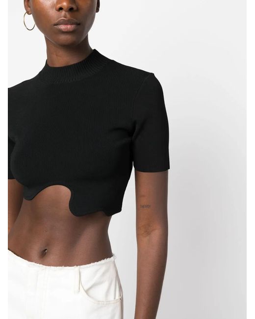 Christopher Esber Black Ribbed Crop Top