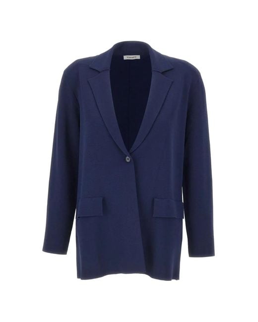 Kangra Blue Milano-Stitch Single-Breasted Blazer