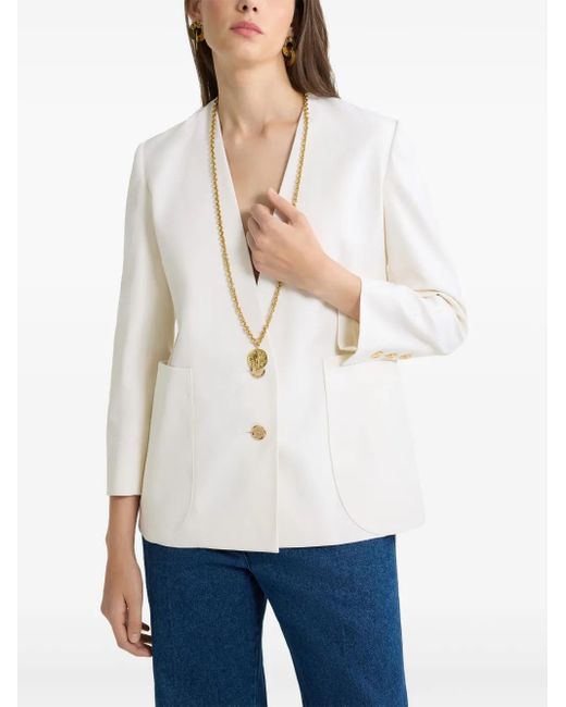 Patou White Collarless Twill Jacket