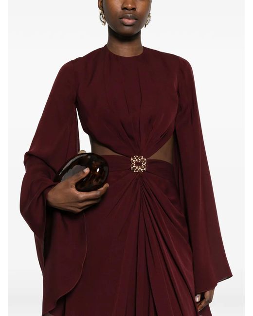 Elie Saab Red Cut-Out Embellished Maxi Dress