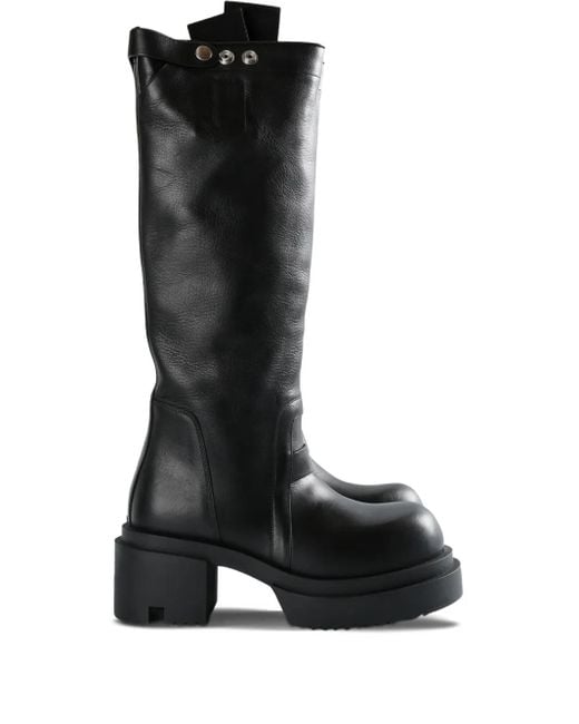 Rick Owens Black 75Mm Knee-High Platform Boots