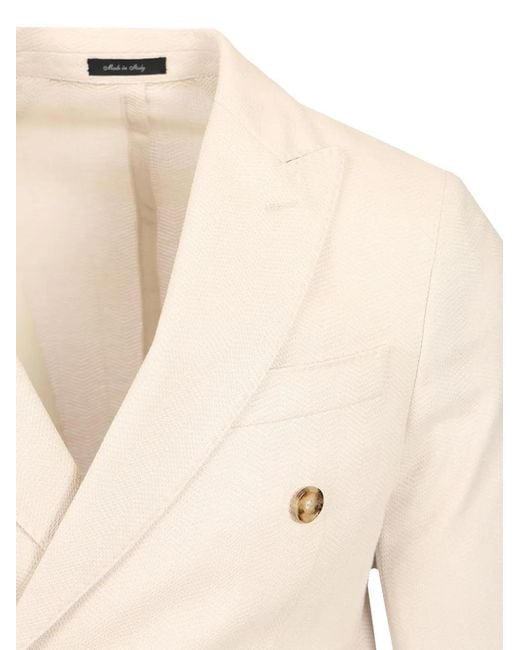 Al Duca D'aosta Natural Double-Breasted Peak-Lapel Jacket for men