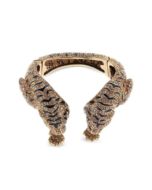 Roberto Cavalli Metallic Tiger-Motif Cuff Bracelet