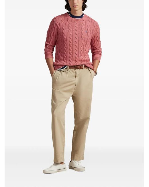 Polo Ralph Lauren Red Long-sleeve Cable-knit Sweater for men