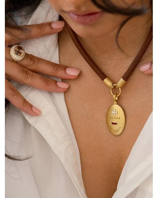 LEIGH MAXWELL Brown Ruby And Diamond Love Token Pendant