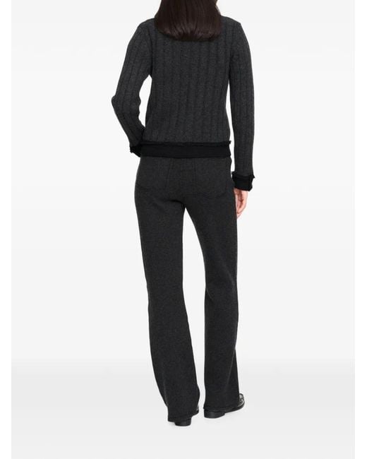 Barrie Black Ribbed-Knit Denim-Effect Jacket
