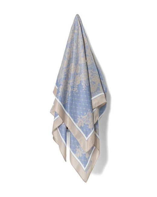 Blugirl Blumarine Blue Lace-Print Scarf