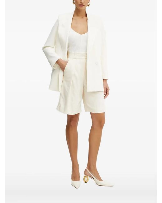 IVY & OAK White Double-Breasted Buttoned Blazer
