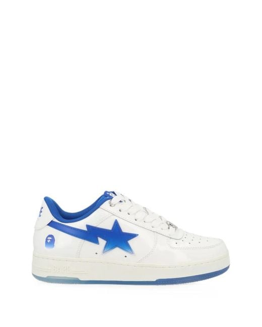 A Bathing Ape Blue Patent-Leather Sta Sneakers for men