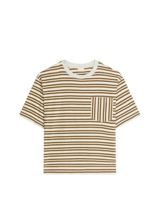 Dries Van Noten Natural Striped Cotton T-Shirt for men