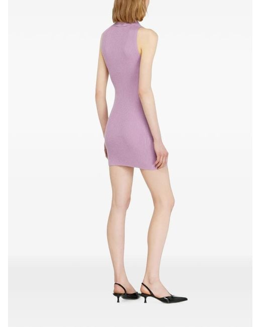 DIESEL Purple Robe Courte Polo En Maille Côtelée Mélangée De Soie