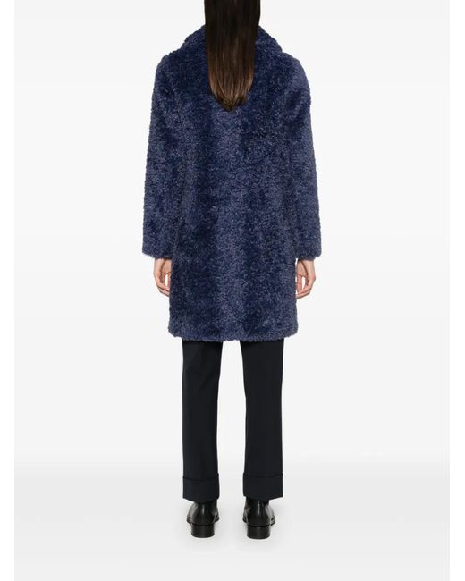Herno Blue Textured-Finish Notched-Lapel Coat
