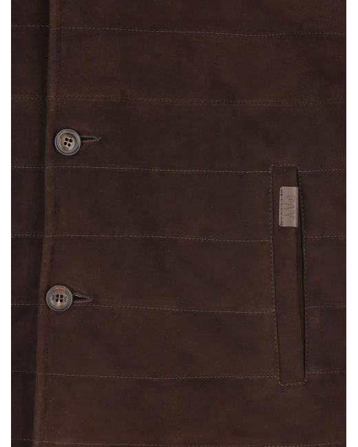Fay Brown Logo-Patch Suede Gilet for men