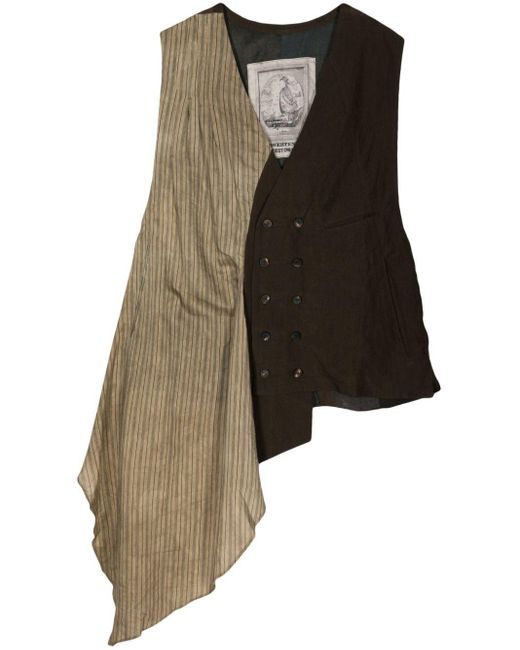 Ziggy Chen Brown Striped-overlayer Waiscoat for men