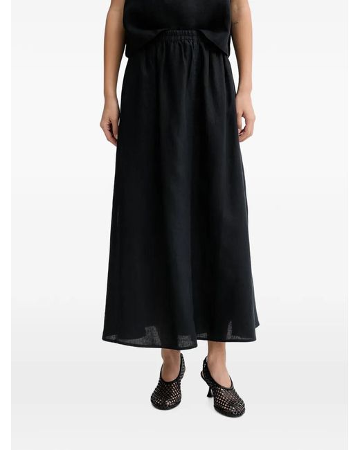 Marc O' Polo Black Elasticated-Waist Flared Maxi Skirt