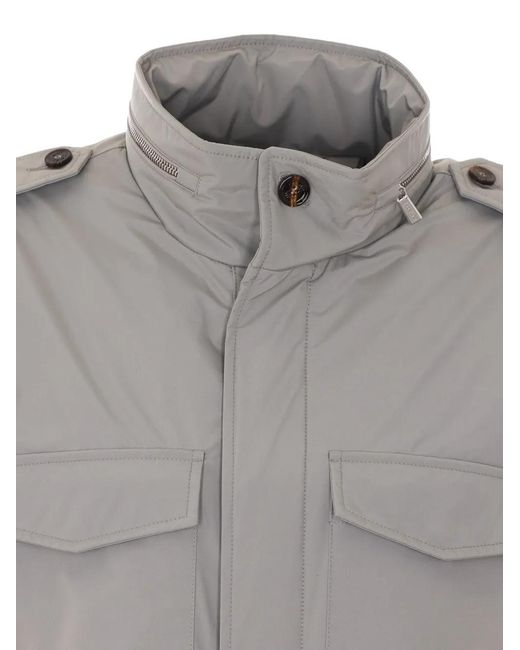 Moorer Gray High-Neck Pockets Jacket for men