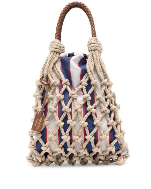 Prada White Knotted Tote Bag