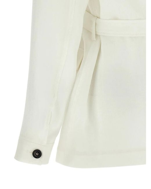 Tagliatore White J-Lauren Belted Linen Jacket