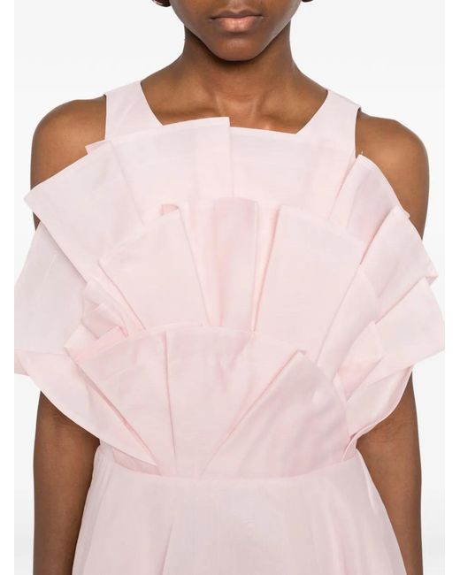 Aje. Pink Selestia Ruffled Layered Midi Dress