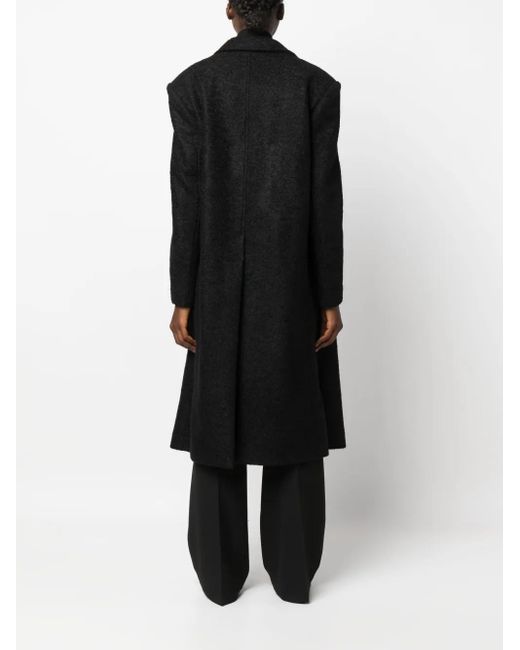 Blanca Vita Black Felted Single-Breasted Long Coat