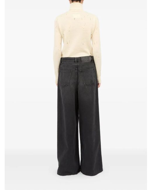 MM6 by Maison Margiela Black Wide-Leg Denim Cotton Jeans