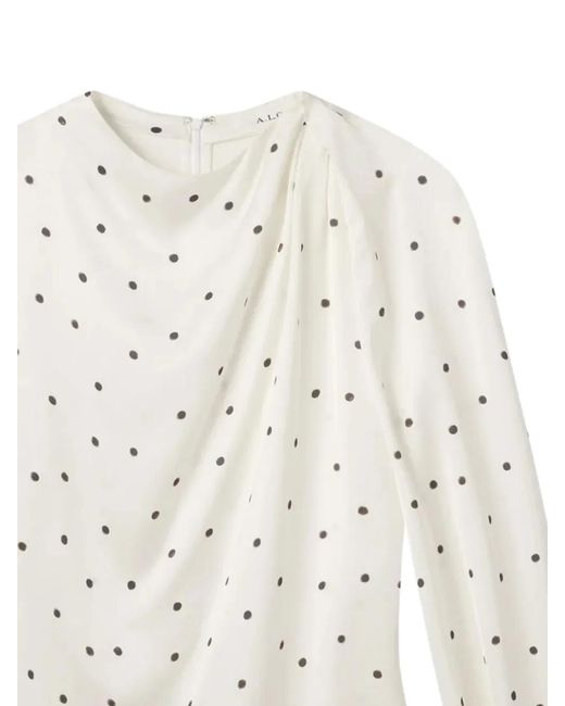A.L.C. White Blaire Polka-Dot Draped Blouse