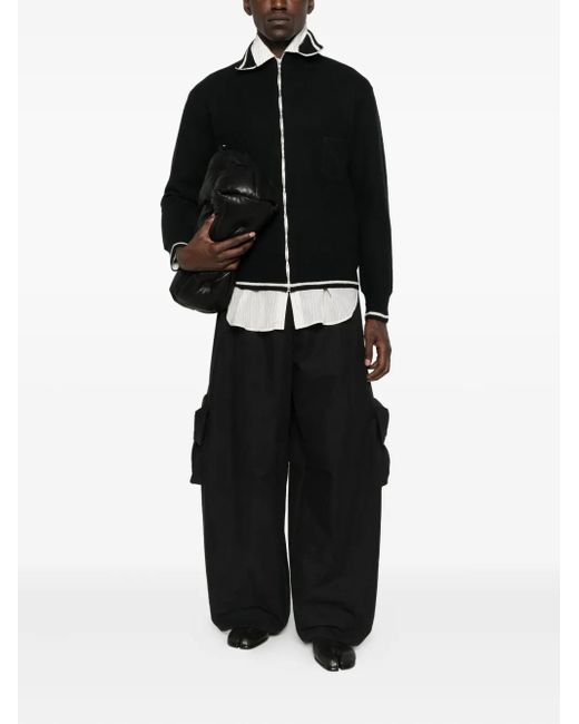 Maison Margiela Black High-Neck Cardigan With Zip Front for men